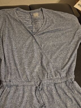 Light Blue Heathered V-Neck Drawstring Jumpsuit 32 Degrees Cool Small